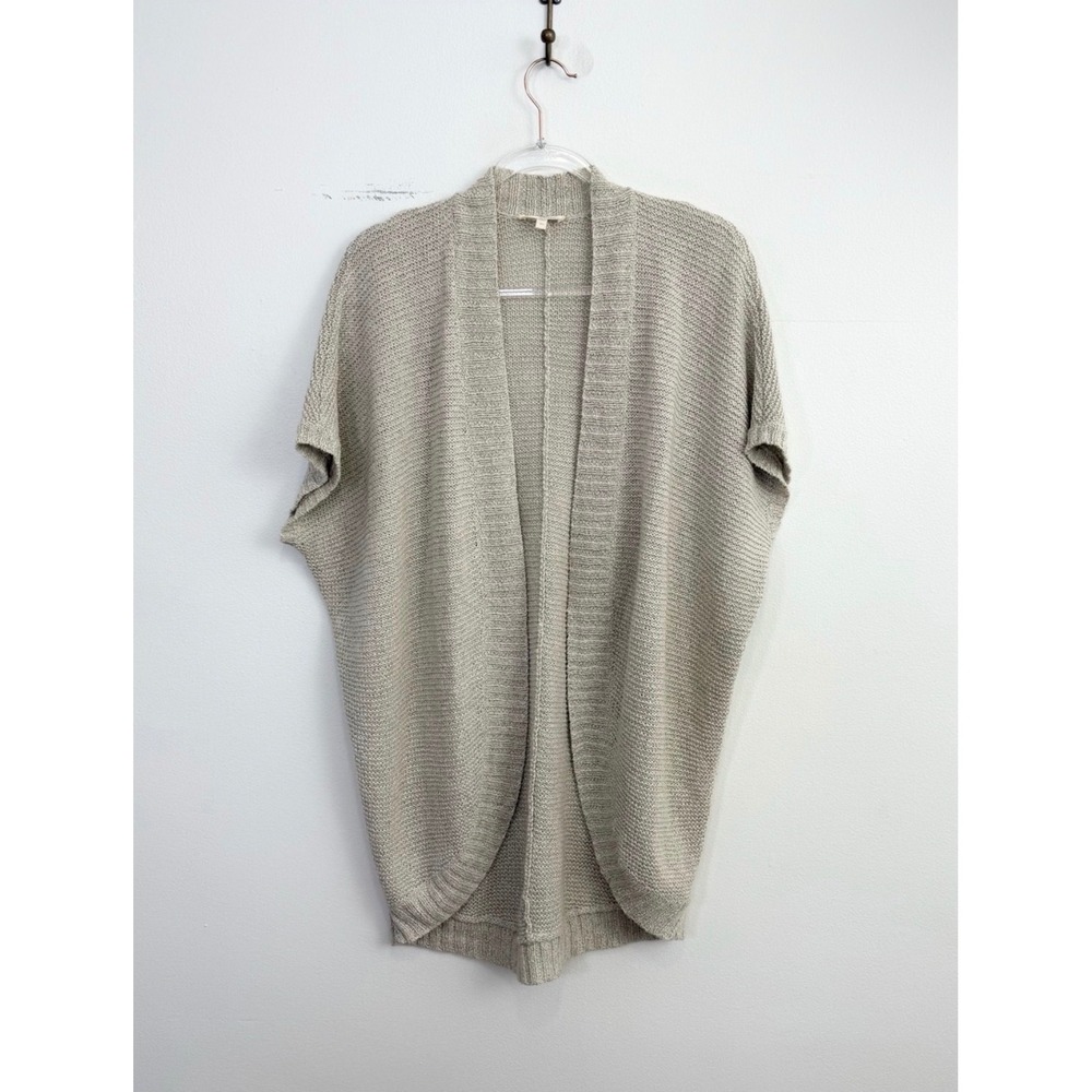 Eileen Fisher Linen Cotton Open Front Kimono Cardigan Oatmeal XS
